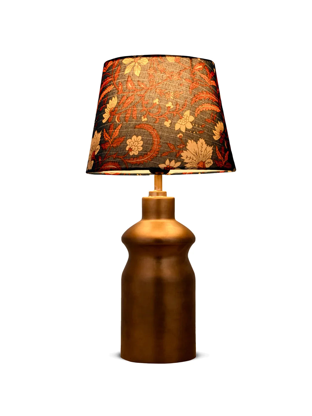 Golden Metal Urn Shaped Lamp with Taper Multicolor Blue Shade