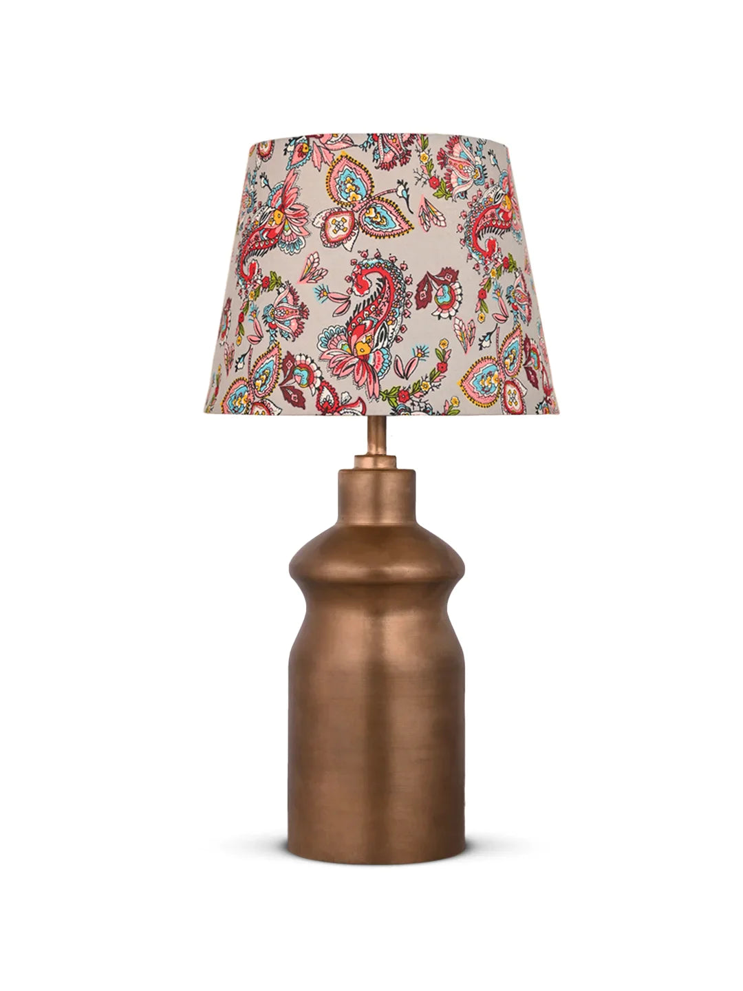 Golden Metal Urn Shaped Lamp with Taper Multicolor Red Shade