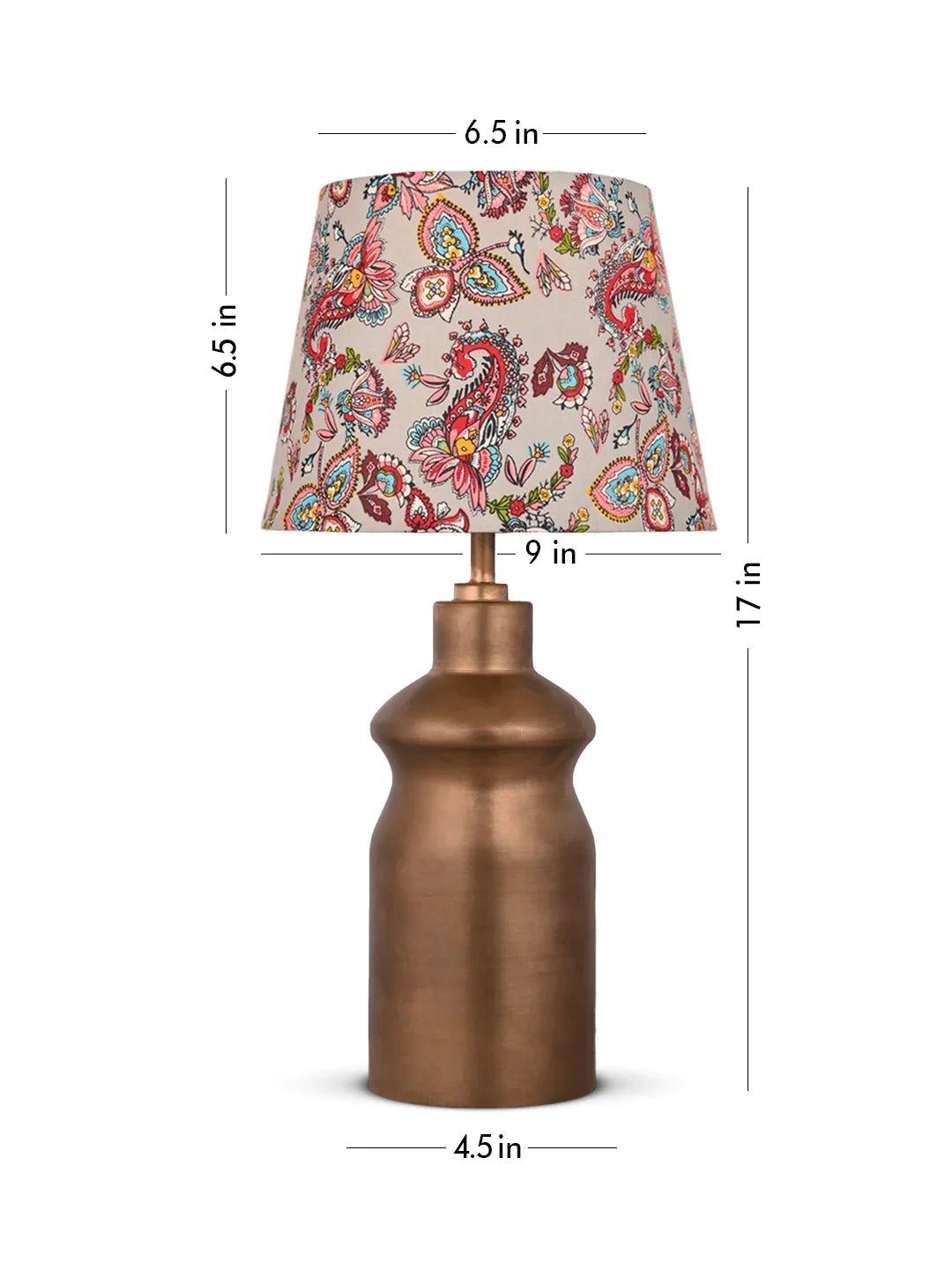 Golden Metal Urn Shaped Lamp with Taper Multicolor Red Shade