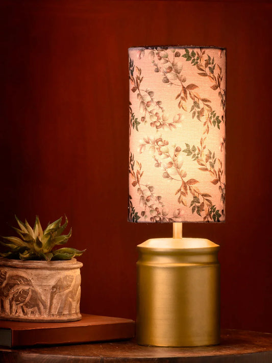 Metal Golden Table Lamp with Creeper Print Shade