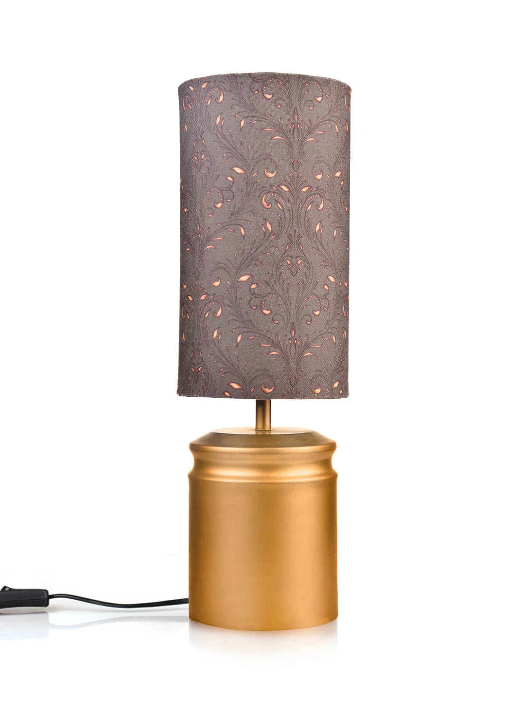 Metal Golden Table Lamp with Dark Forest Shade