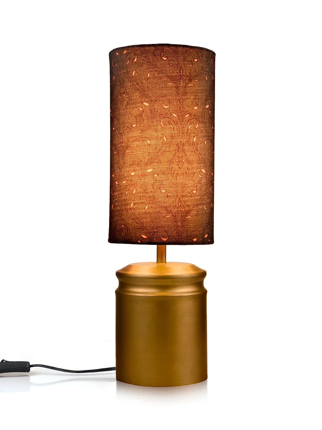 Metal Golden Table Lamp with Dark Forest Shade