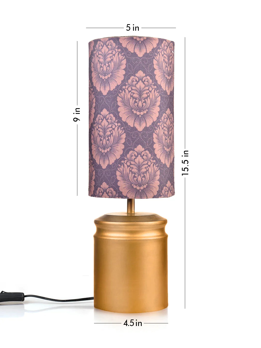 Metal Golden Table Lamp with Motives Printed Shade