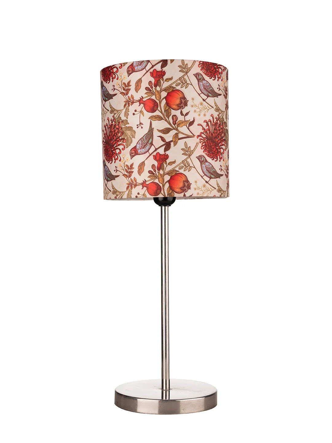 Metal Chrome Finish Lamp with Multicolor Birdy Shade