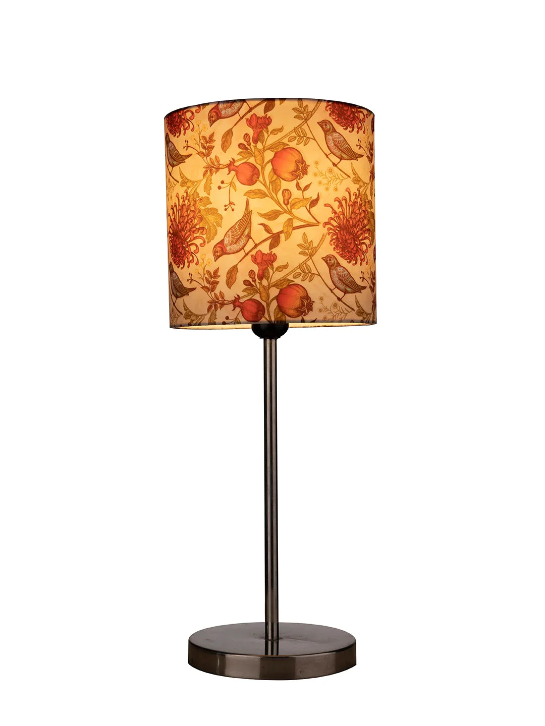 Metal Chrome Finish Lamp with Multicolor Birdy Shade