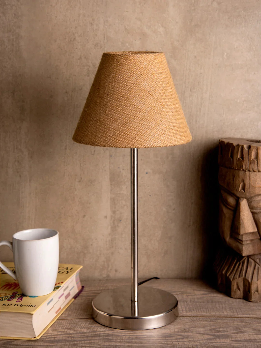 Metal Table Lamp with Brown Jute Shade