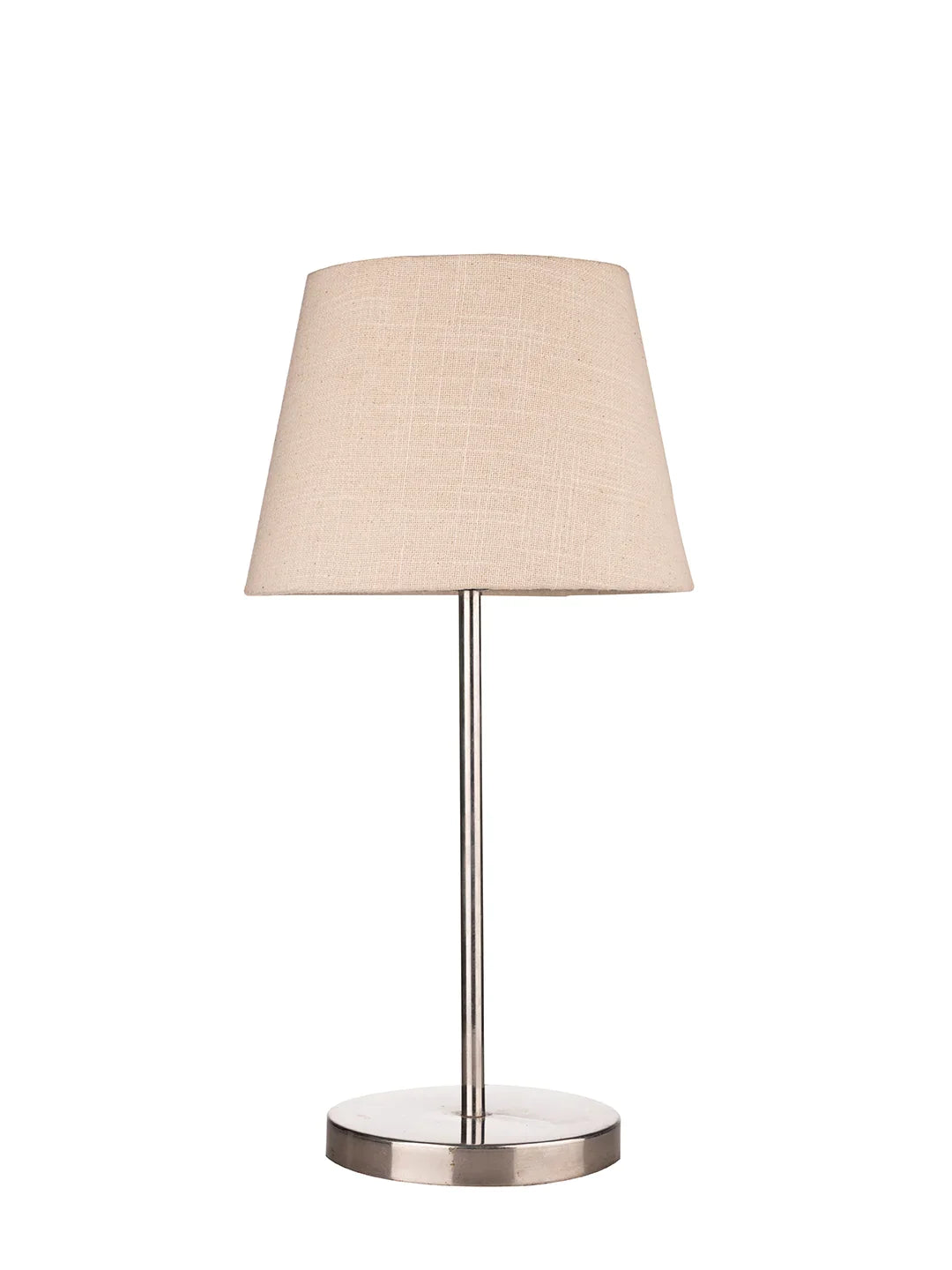 Metal Chrome Finish Lamp with Smare Taper White Shade