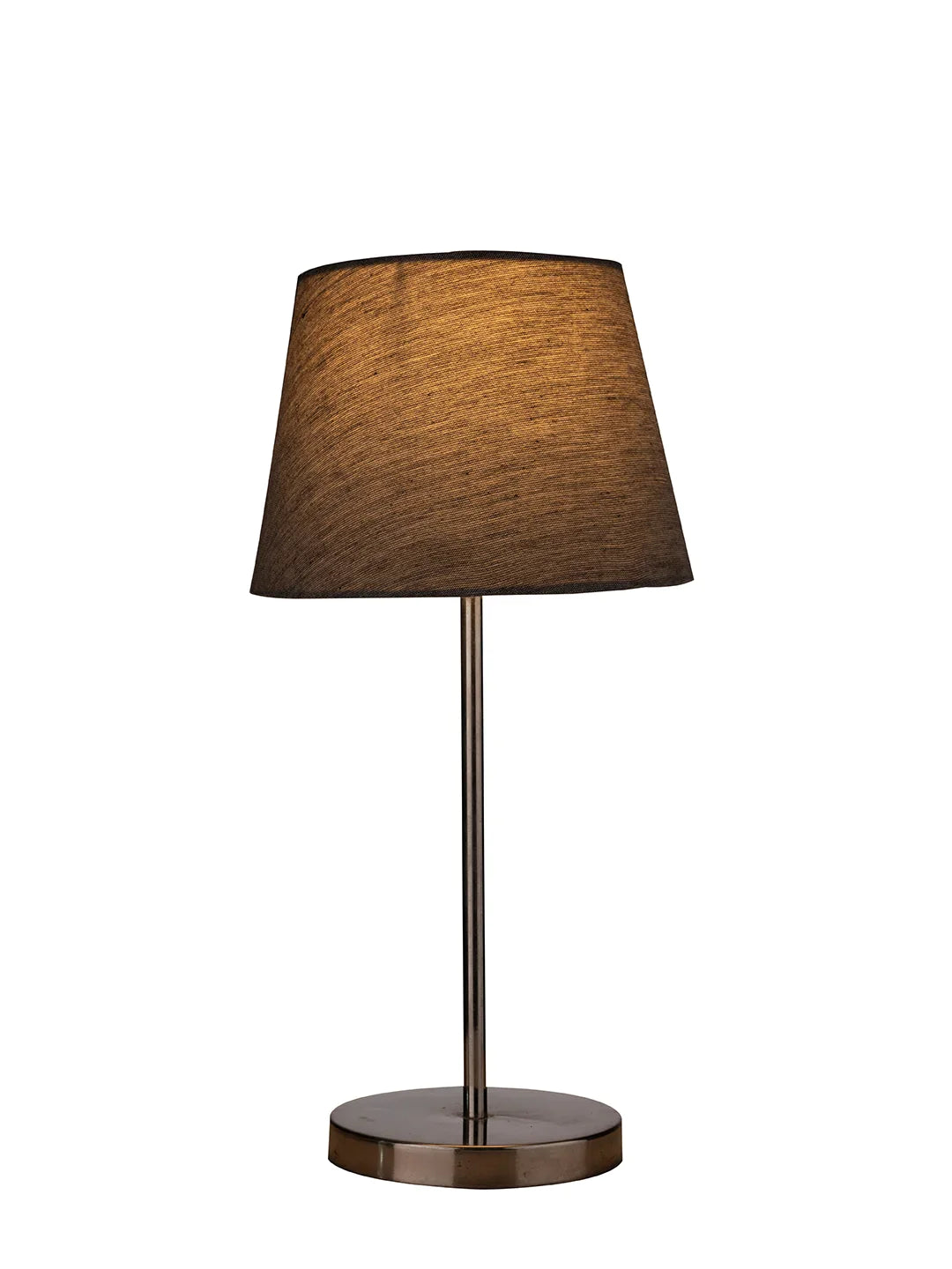 Metal Chrome Finish Lamp with Smare Taper Grey Shade