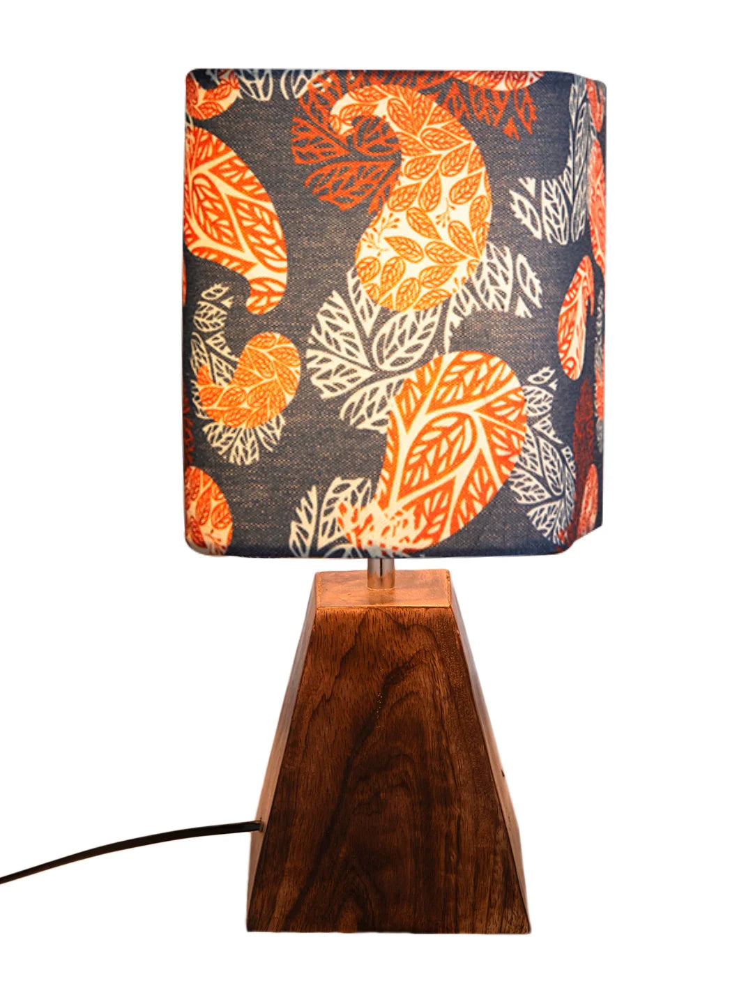 Wooden Pyramid Lamp with Colorful Ambee Lamp Shade
