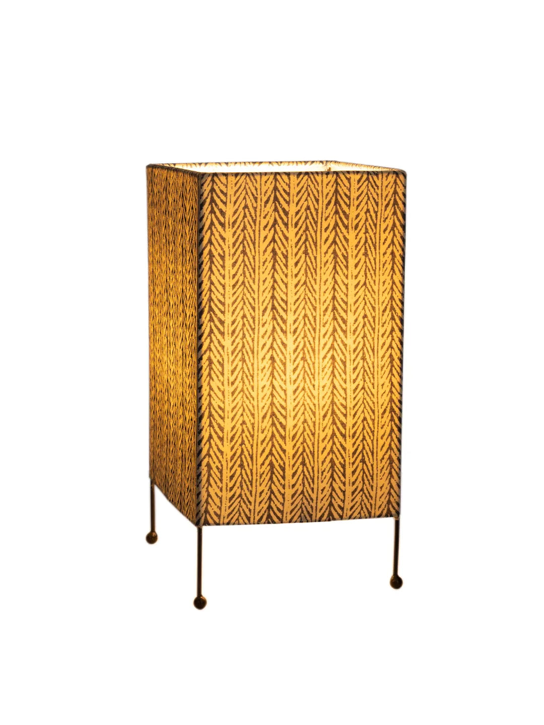 Square Four Leg Blue Dye Print Table Lamp
