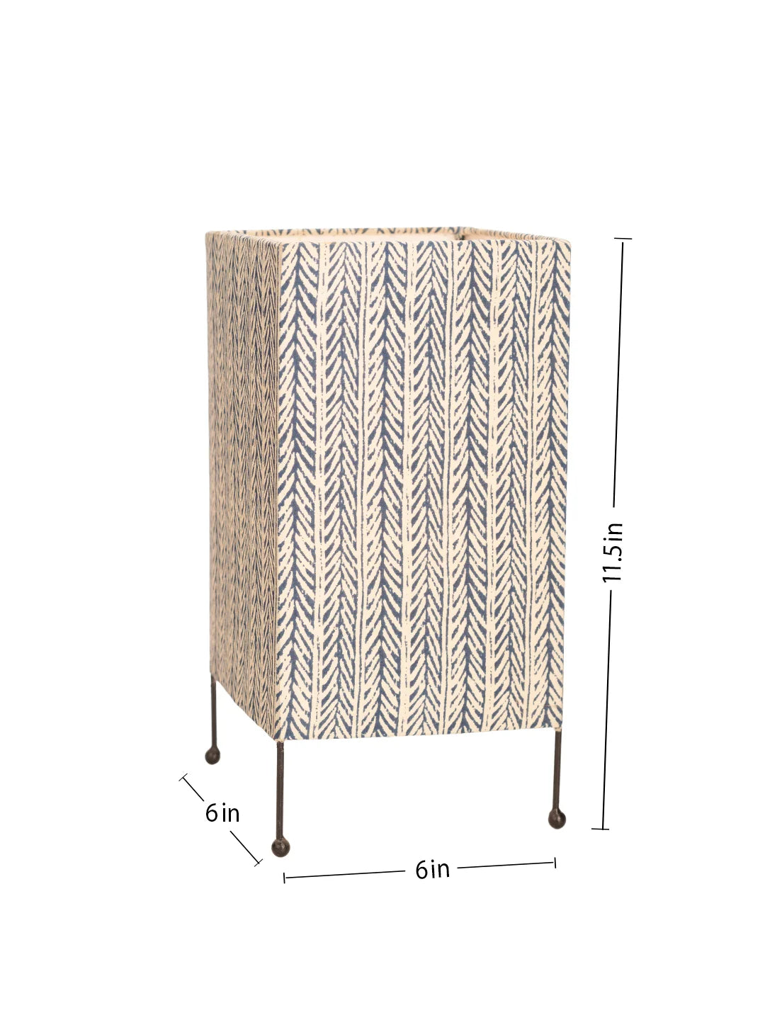 Square Four Leg Blue Dye Print Table Lamp