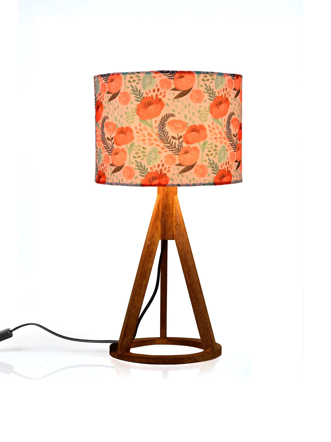 Red Roses Trio Wooden Lamp