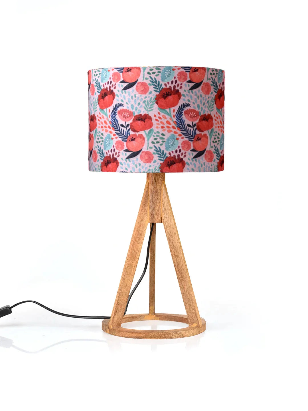 Red Roses Trio Wooden Lamp