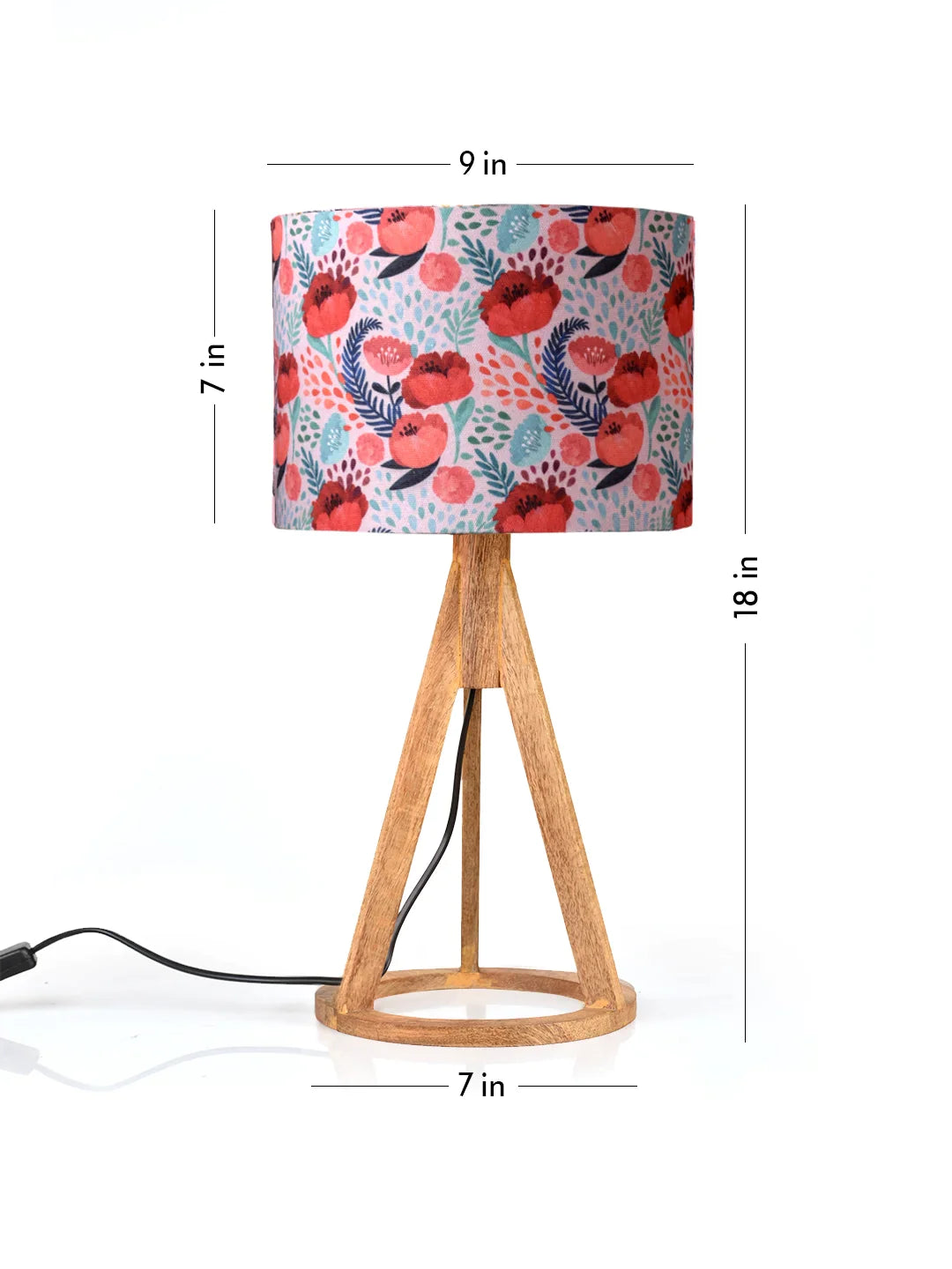 Red Roses Trio Wooden Lamp