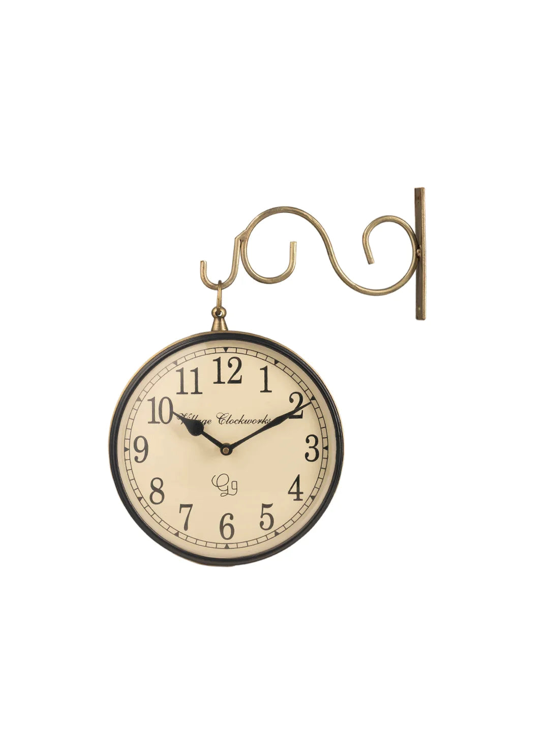 Metal Round Station Clock Golden 8 Inches Wall Clock