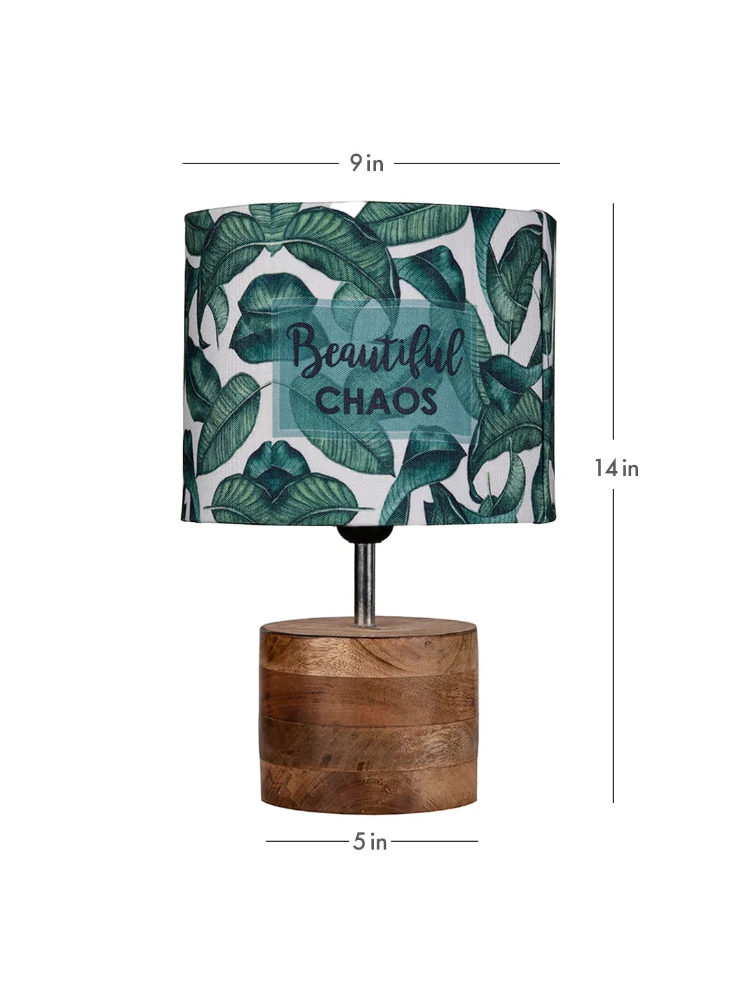 Wooden Brown Log Lamp with Green Chaos Shade