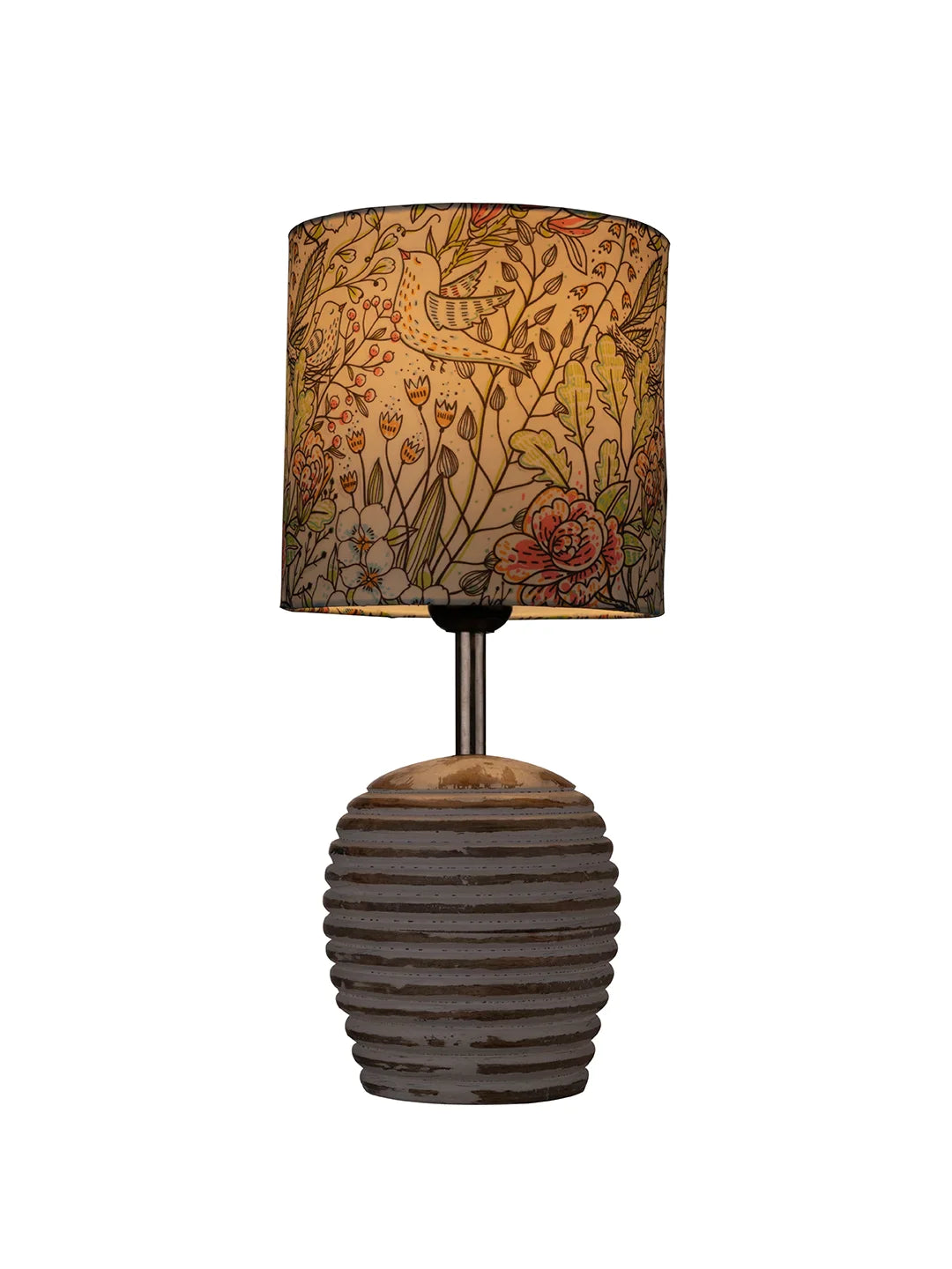 Stripped Distress White Lamp with Colorful Leaves multicolor shade