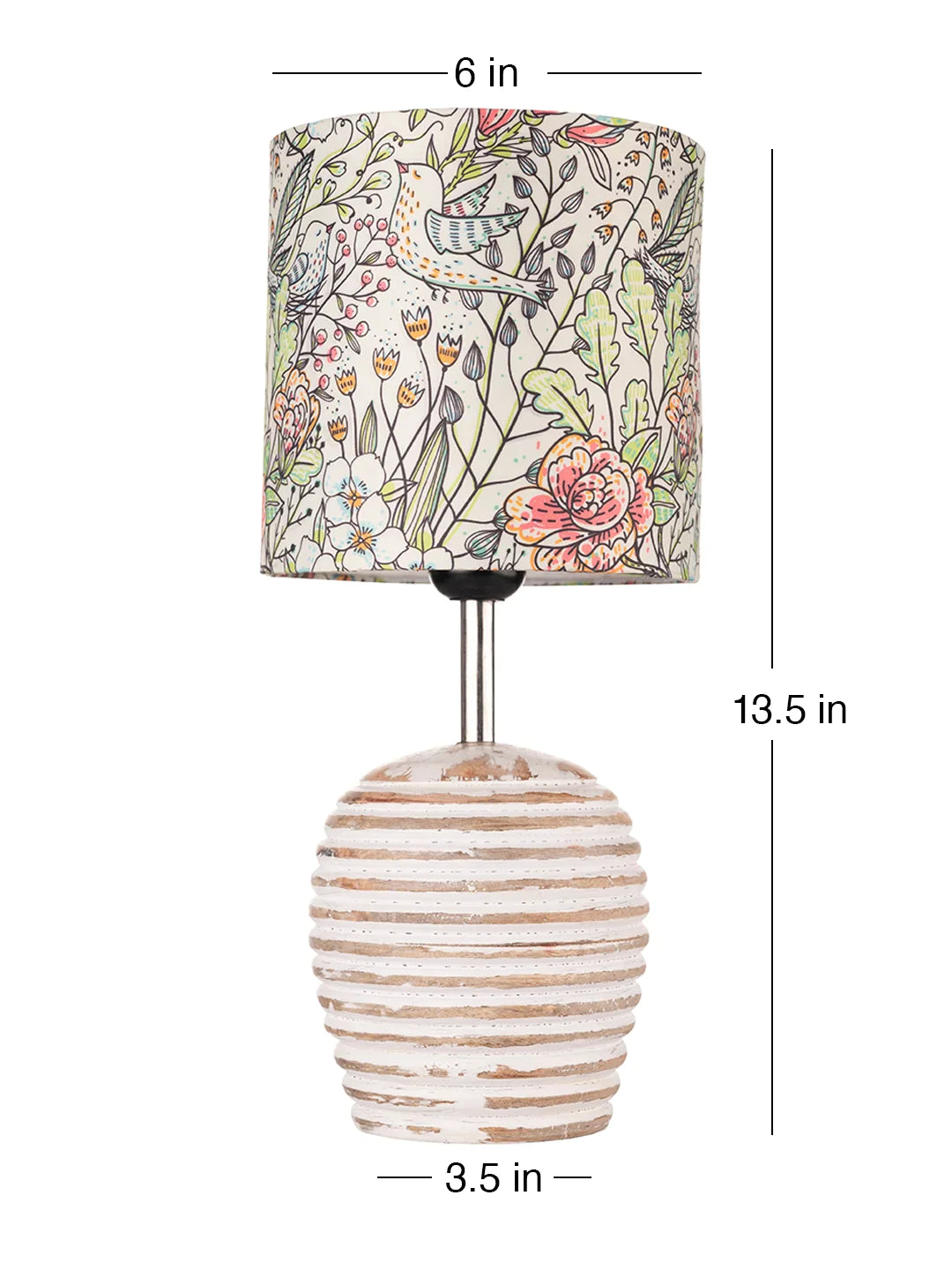 Stripped Distress White Lamp with Colorful Leaves multicolor shade