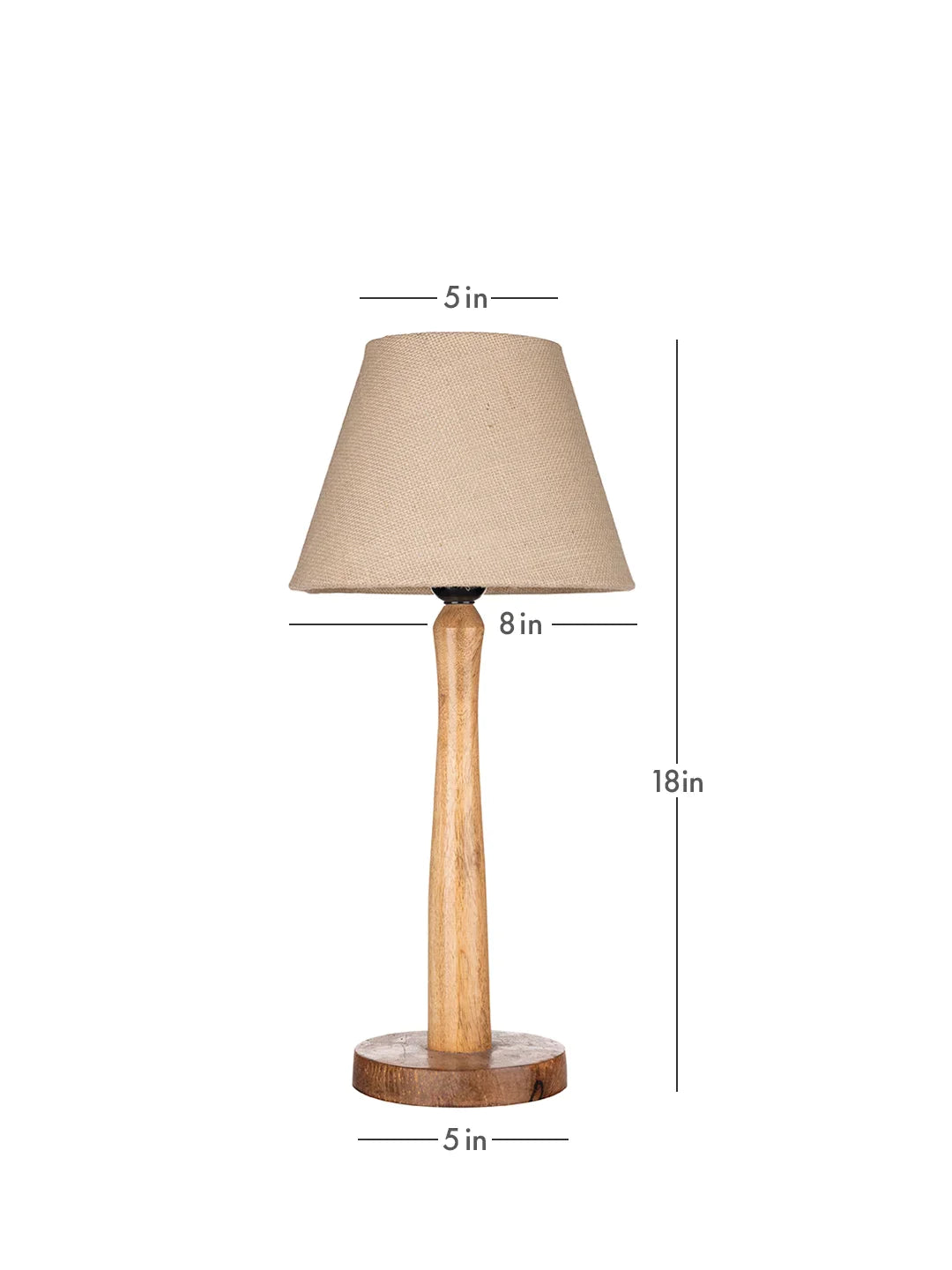 Wooden Brown Lamp with Taper White Jute Shade