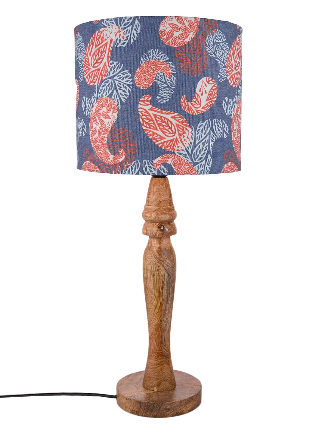 Wooden Round Lamp with Colorful Ambee Lamp Shade