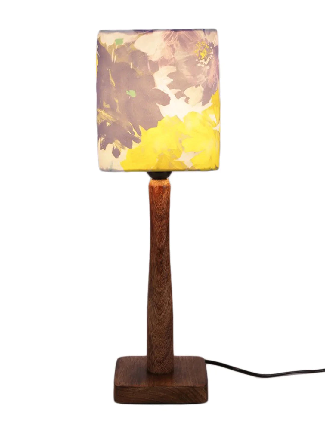 Purple Flowers Wooden Lamp